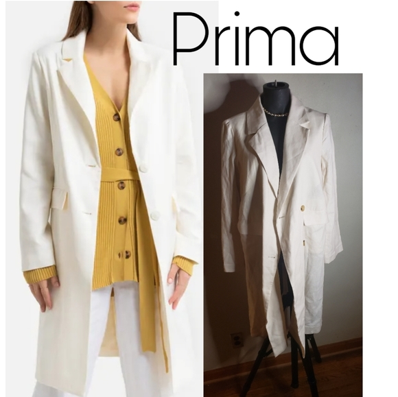 Prima Cream LINEN Duster/Light Trench. Sz Med. NWTs - Picture 1 of 6